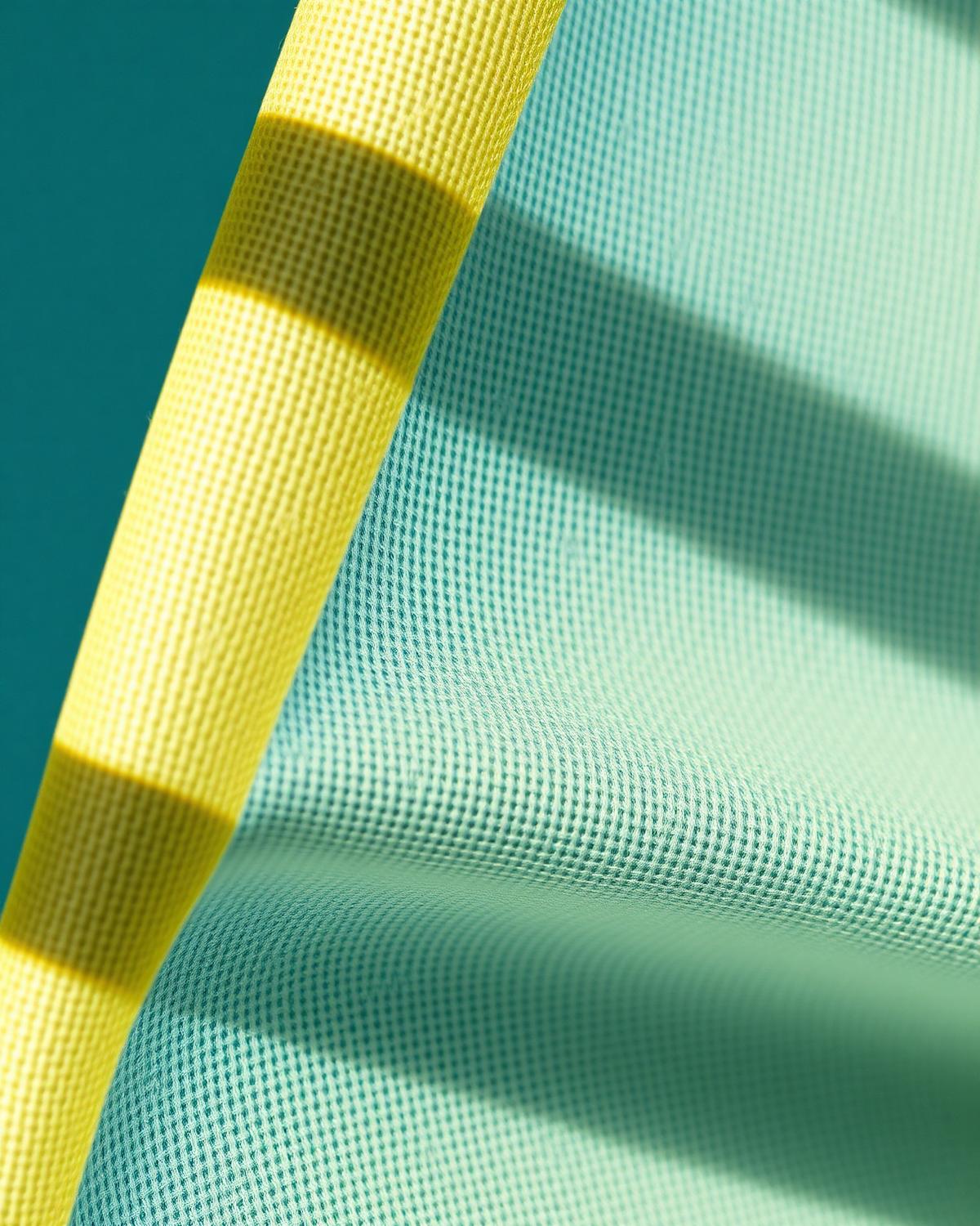 Detalhe de tecido azul e amarelo