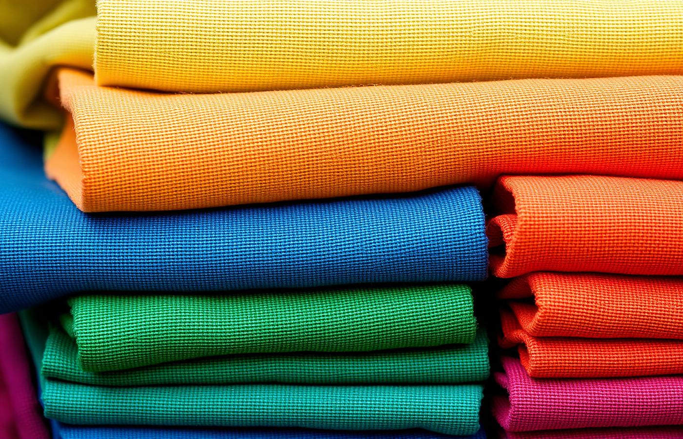 Retalhos e tecidos coloridos empilhados